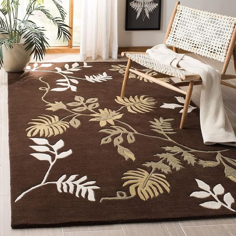 Chocolate Leafy Hand Tufted Carpet