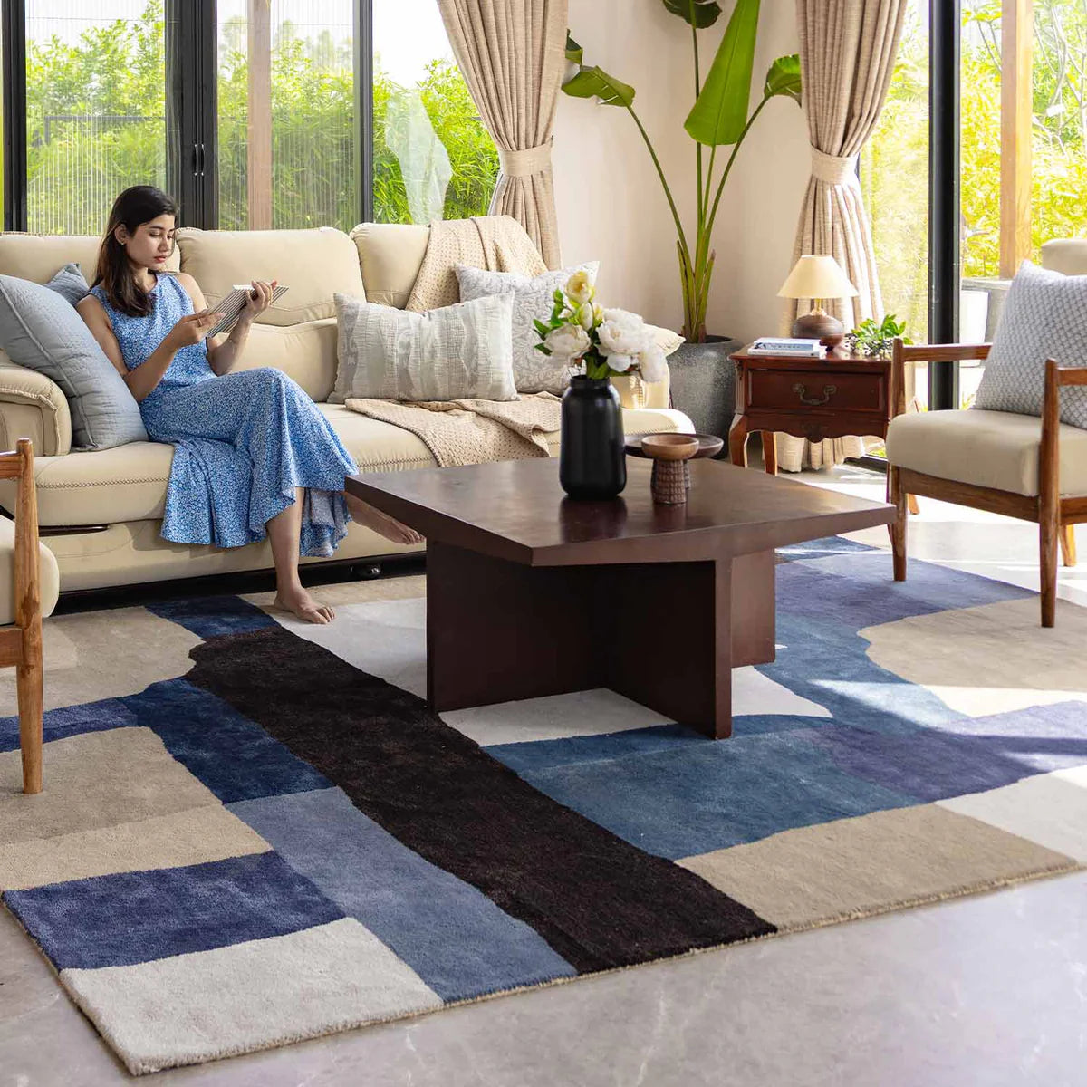 Block Check Premium Hand Tufted Carpet